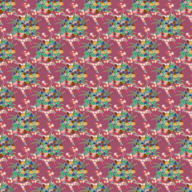 Yatak çarşafları için tekstil baskısı, paket tasarımı, kumaş ve moda kavramları. Çiçeksiz suluboya etkisi. Renkli, pürüzsüz bir arka plan. Soyut vektörsüz desenli çiçek tasarımı.