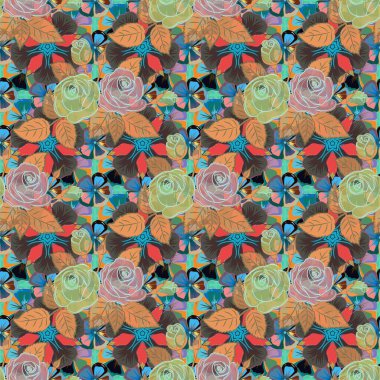 Renksiz çiçek vektör deseni 