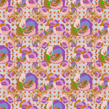 Çiçek arkaplan. Yeşil ve pembe renklerde kusursuz vektör deseni.