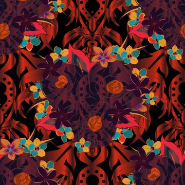 Renksiz çiçek vektör deseni 