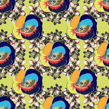 Renksiz çiçek vektör deseni 