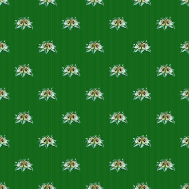 Mavi ve yeşil renklerde elle boyanmış bir resim. Vektör tropikal yapraklar ve mavi ve yeşil çiçekler pürüzsüz desen.