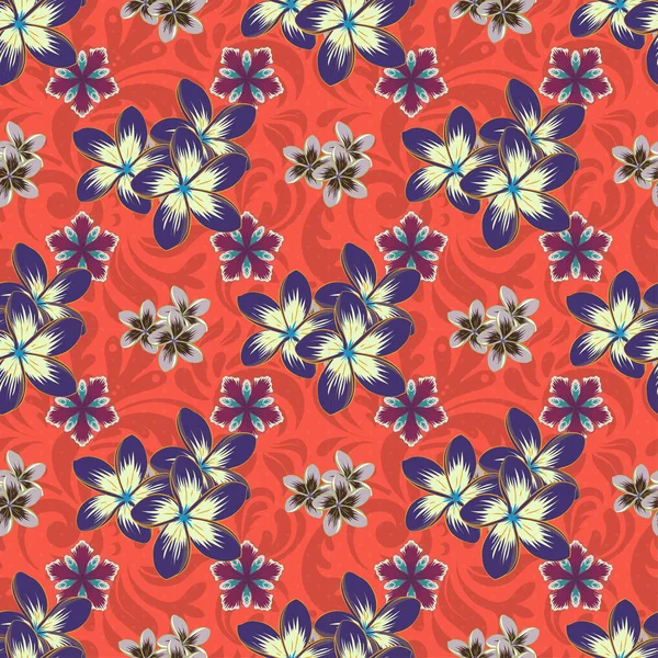 Motif Floral Vintage Sans Couture Couleurs Grises Rouges Violettes Illustration — Image vectorielle