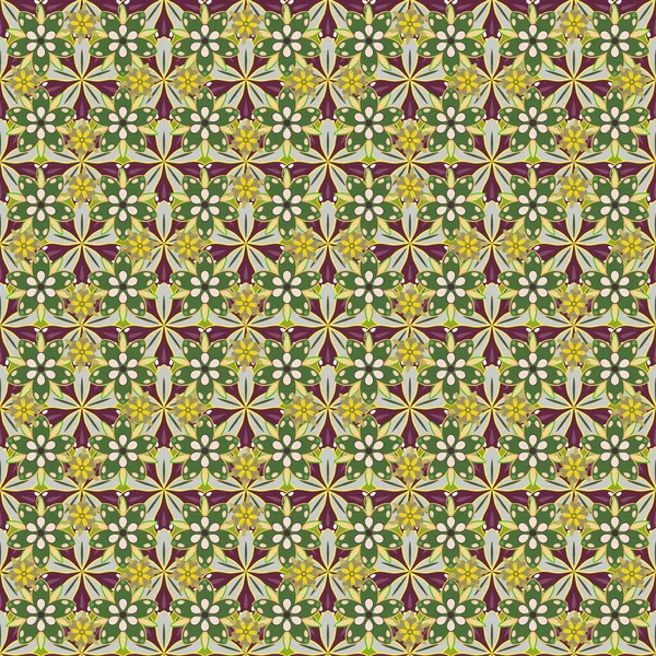 Квітковий Вінтажний Безшовний Візерунок Сірих Коричневих Зелених Кольорах — стоковий вектор