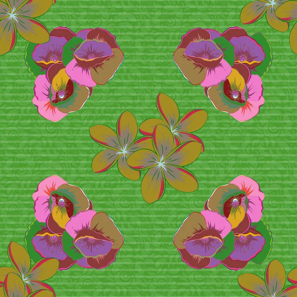 Patrón Vectores Florales Sin Costura Color — Vector de stock