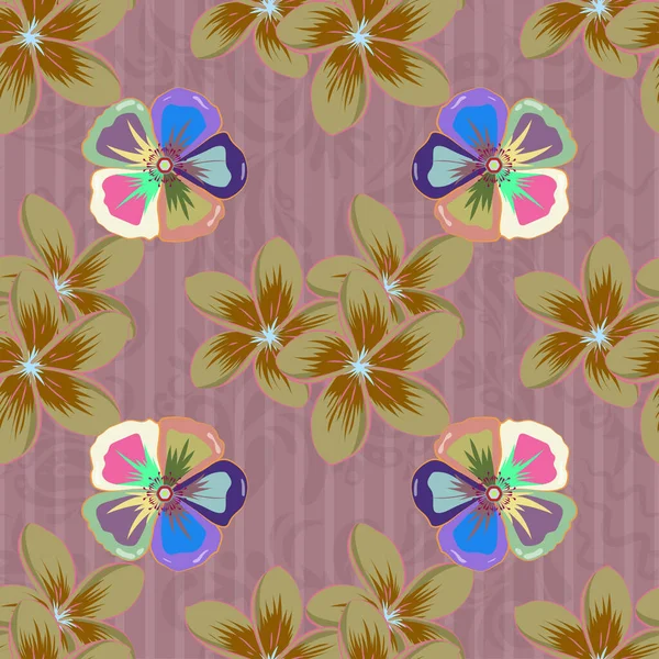 Illustration Matricielle Motif Floral Sans Couture Dans Les Couleurs Vertes — Image vectorielle