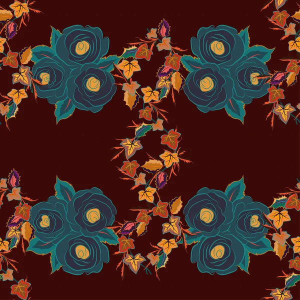 ヴィンテージの花飾り 概要古典的なシームレスパターン — ストックベクタ