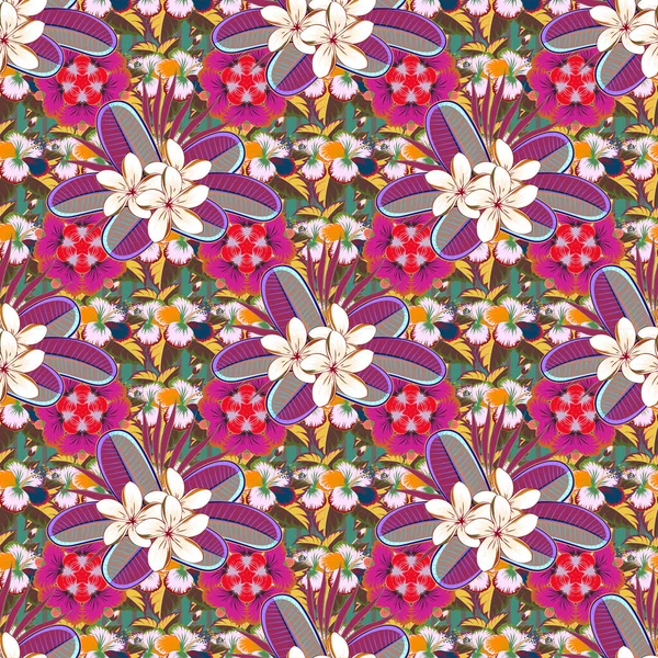 Patrón Vectores Florales Sin Costura Color — Vector de stock