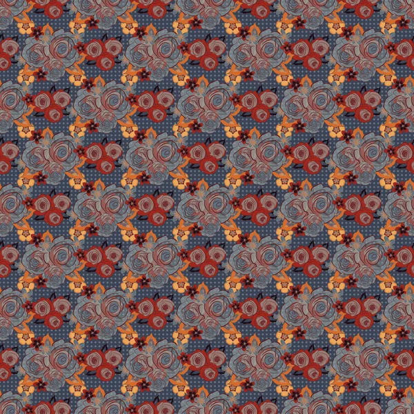 Floraler Hintergrund Mit Stilisierten Rosen Handgezeichnete Vektor Nahtlose Muster Braune — Stockvektor
