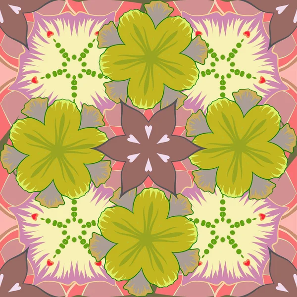 Modèle Fleur Vectoriel Répétitif Motley Floral Moderne Motif Sans Couture — Image vectorielle