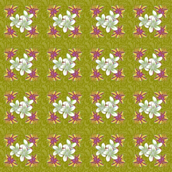 Modèle Sans Couture Mignon Rétro Avec Nombreuses Fleurs Fond Floral — Image vectorielle