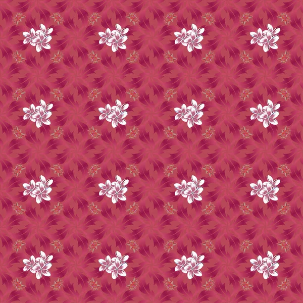 Симпатичный Векторный Цветочный Принт Цветочный Винтажный Бесшовный Узор Красном Фиолетовом — стоковый вектор