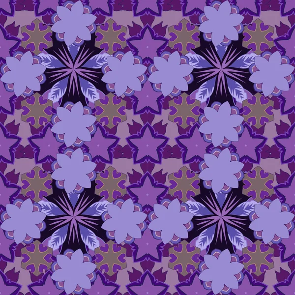 Ditsy Blumigen Hintergrund Nahtloses Muster Mit Kleinen Blüten Violetten Grauen — Stockvektor