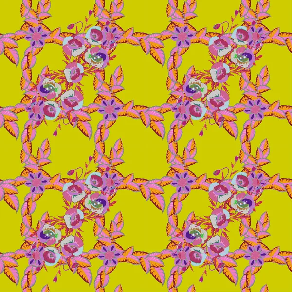 Textura Perfecta Adorno Floral Colores Rosa Marrón Ilusión Óptica Ilustración — Vector de stock