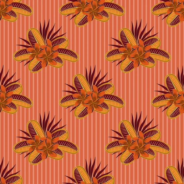 Modèle Fleur Plumeria Vectorielle Dessinée Main Sans Couture Couleurs Rouge — Image vectorielle