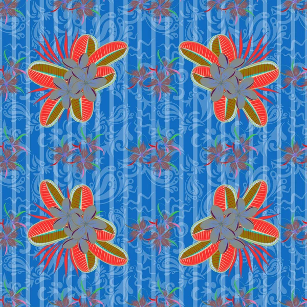 Mooie Aquarel Bloemen Rode Blauwe Kleuren Heldere Schilderij Geïnspireerd Bloem — Stockvector