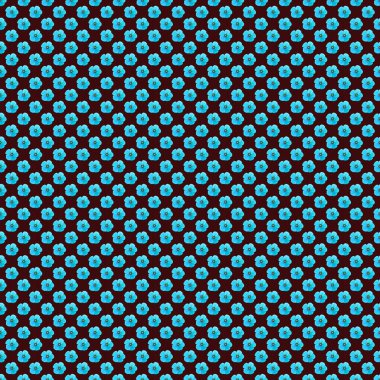 El çizimi çiçek unsurları olan soyut, dikişsiz raster deseni. 1950-1960 motifleri. Retro tekstil tasarım koleksiyonu. Sonbahar renkleri. Kozmos çiçekli ipek eşarp mavi, kahverengi ve mor renklerde.