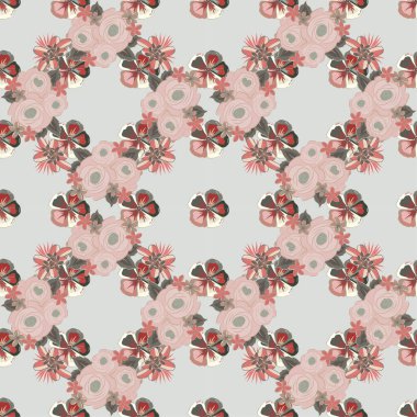 Renksiz çiçek vektör deseni 