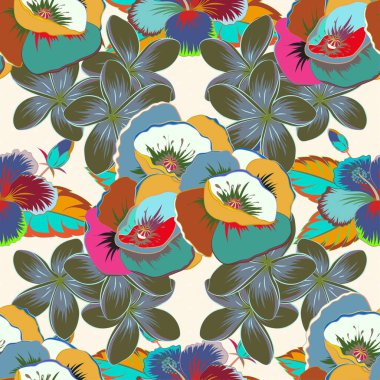 Renksiz çiçek vektör deseni 