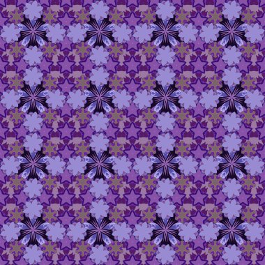 Ditsy çiçekli arka plan. Pembe, gri ve mor renkli küçük çiçeklerle kusursuz desen. Moda baskıları için zarif bir şablon. Küçük çiçekteki sevimli vektör deseni.