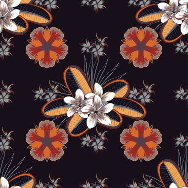 Renksiz çiçek vektör deseni 