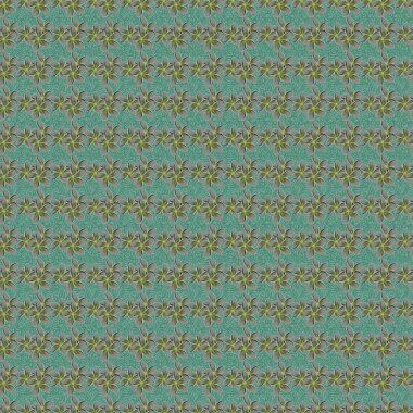 Retro tekstil tasarım koleksiyonu. Yeşil ve gri renkli çiçek açan ipek eşarp. 1950-1960 motifleri. El çizimi çiçek unsurları olan soyut, pürüzsüz vektör deseni. Sonbahar renkleri.