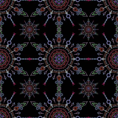 Vektör damaske dantel çiçek süsü. Düğün törenleri, yıldönümleri, partiler, etkinlikler için zarif, karmaşık dekore edilmiş. Çok renkli..