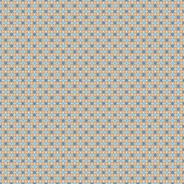 Turuncu, mavi ve gri renkli küçük çiçekli, pürüzsüz bir desen. Vektör çizimi. Soyut çiçekler.