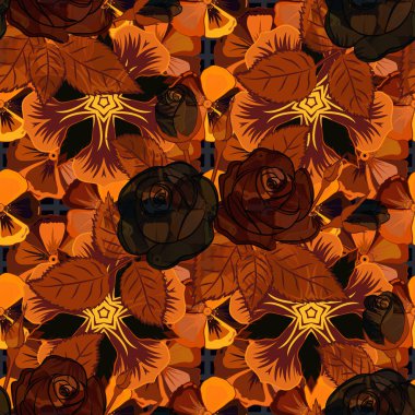 Renksiz çiçek vektör deseni 