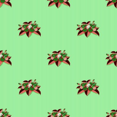 Çiçek motifli kusursuz desen. Yeşil, pembe ve bej çiçekli kusursuz çiçek deseni, suluboya. Vektör çizimi. Vektör çiçek illüstrasyonu.