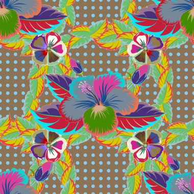 Sarı arka planda kusursuz vektör deseni. Çiçek arka planı.