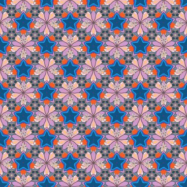 Kusursuz desenli, soluk çiçekli. Gri, mavi ve pembe renklerde desensiz çiçek deseni.