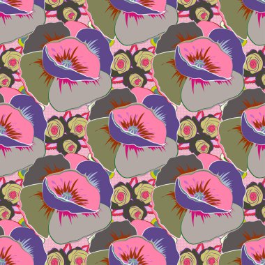 Çiçekli, suluboya desenli kusursuz çiçek deseni. Vektör çiçek çizimi. Çiçek motifli kusursuz desen.