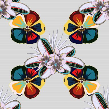 Renksiz çiçek vektör deseni 