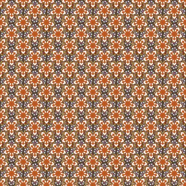 Turuncu, pembe ve kahverengi elementlerin biçimlendirilmiş kusursuz dokusu. Vektör illüstrasyonu.