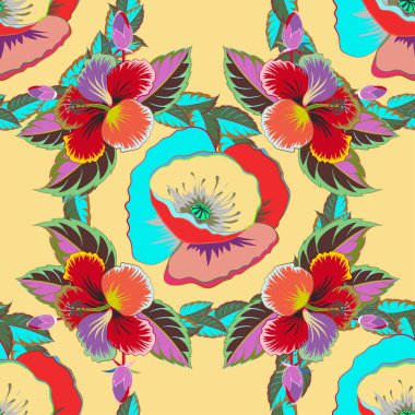 Renksiz çiçek vektör deseni 