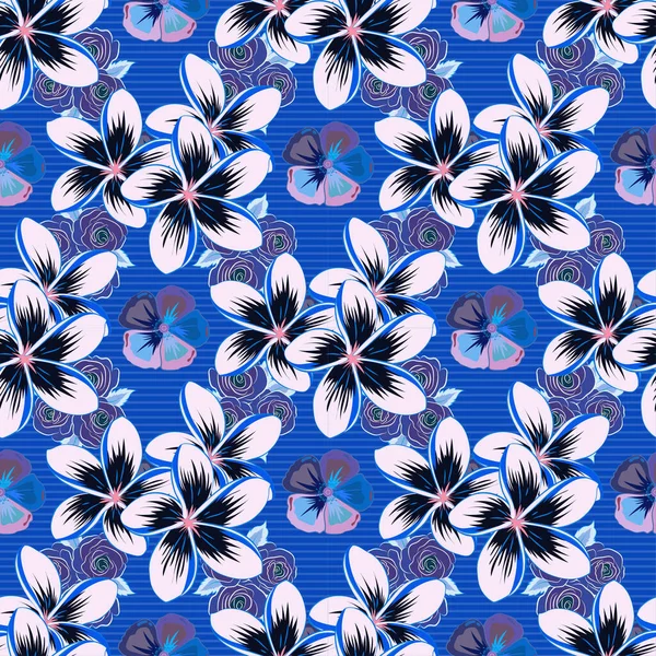 Raster Romantischer Hintergrund Für Webseiten Hochzeitseinladungen Textilien Tapeten Wasserfarbe Plumeria — Stockvektor