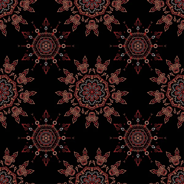 Ornement Floral Abstrait Rouge Motif Vectoriel Sans Couture Éléments Décoratifs — Image vectorielle