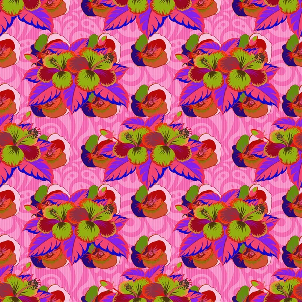 Illustration Peinte Main Couleurs Jaune Rose Violet Feuilles Tropicales Vectorielles — Image vectorielle