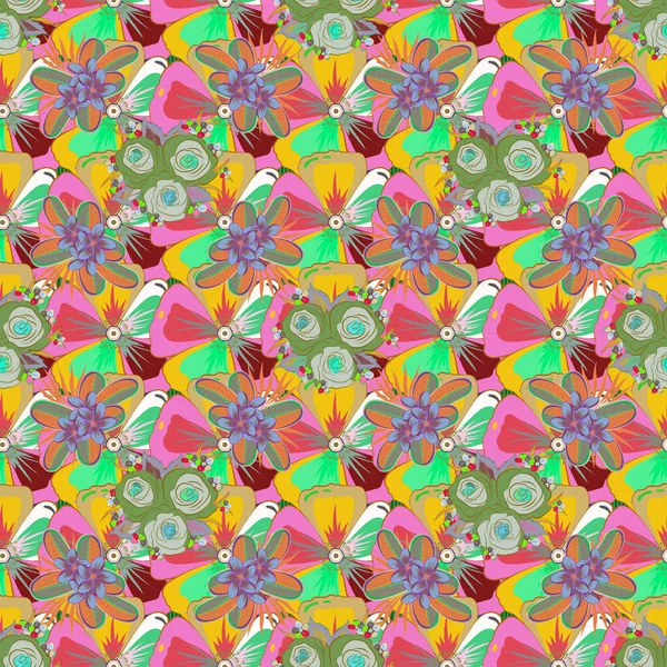 Patrón Sin Costuras Colores Rosa Verde Fondo Floral — Vector de stock