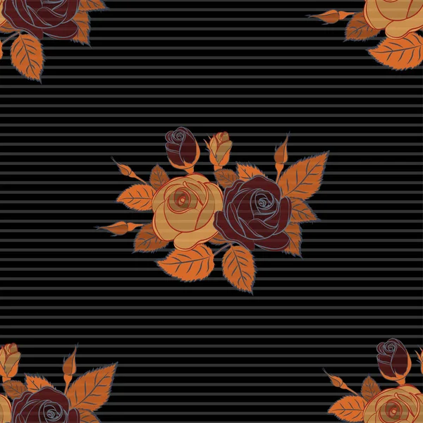 Romantisches Nahtloses Muster Mit Einem Aquarellstrauß Aus Abstrakten Rosenblüten Und — Stockvektor