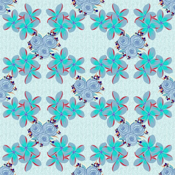 Imprimé Floral Mignon Abstrait Aux Couleurs Bleu Violet Illustration Matricielle — Image vectorielle