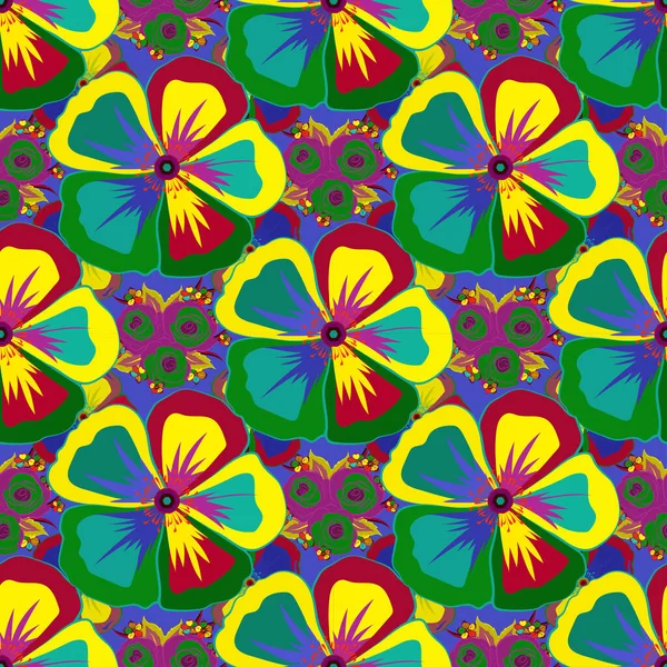 Fundo Vetorial Abstrato Padrão Sem Costura Floral Com Flores Cosmos — Vetor de Stock