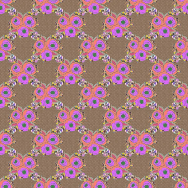 Patrón Sin Costuras Con Pequeñas Flores Colores Rosa Beige Vector — Archivo Imágenes Vectoriales
