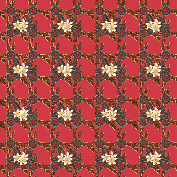 Patrón Sin Costuras Raster Elegancia Abstracta Con Flores Plumeria Colores — Vector de stock