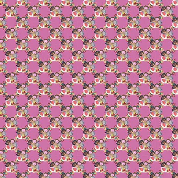 Кольоровий Орієнтаційний Візерунок Фіолетовому Зеленому Рожевому Кольорах Безшовний Квітковий Орнамент — стоковий вектор