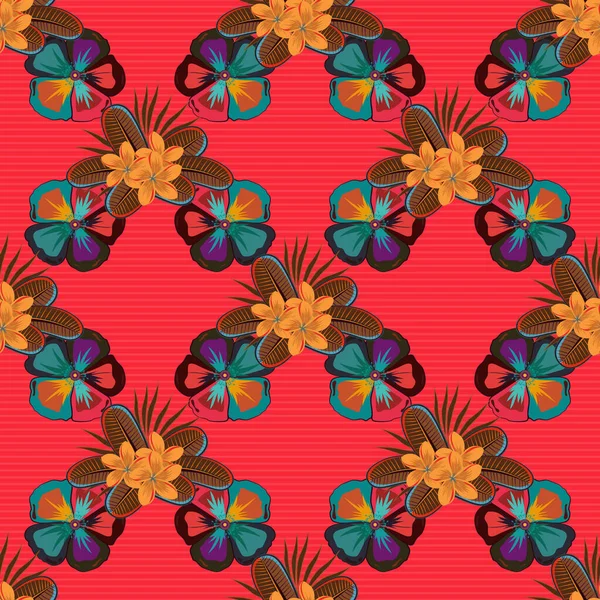 Patrón Vectores Florales Sin Costura Color — Vector de stock