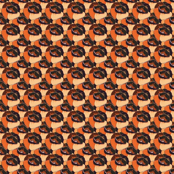 Vektör çizimi. Yumuşak suluboya gelincik çiçeği deseni - sarı, kahverengi ve turuncu renklerde pürüzsüz desen.