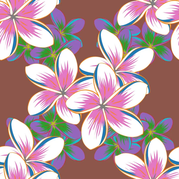 Εξαιρετική Μοτίβο Λουλούδια Plumeria Vintage Στυλ Όμορφο Σχέδιο Για Διακόσμηση — Διανυσματικό Αρχείο