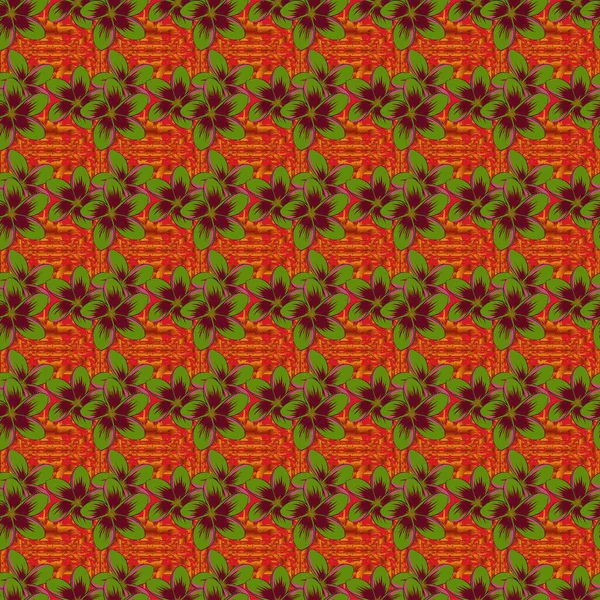 Акции Растровые Абстрактный Рисунок Руки Цветами Оранжевом Зеленом Красном Цветах — стоковый вектор